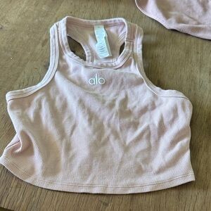 ALO Yoga pink quartz Ribbed crop tank Top